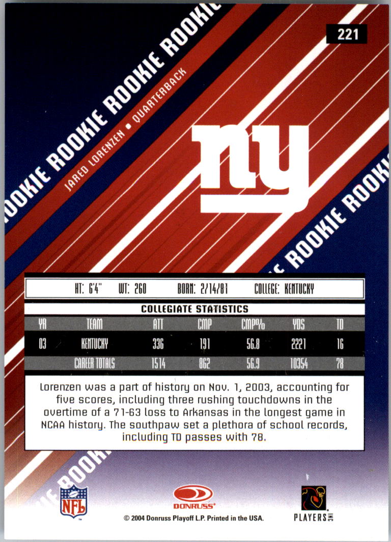 Tiki Barber autographed football card (New York Giants) 2004 Donruss  Rookies Stars #62 at 's Sports Collectibles Store