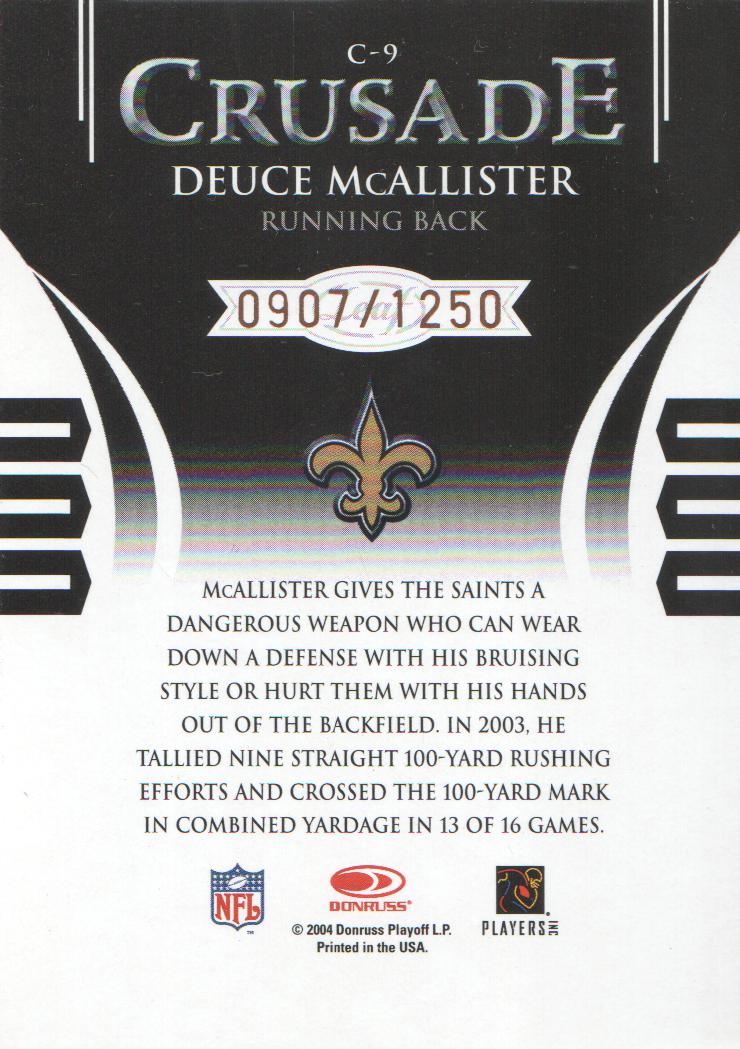 2004 Leaf Rookies and Stars Crusade Red #C9 Deuce McAllister back image