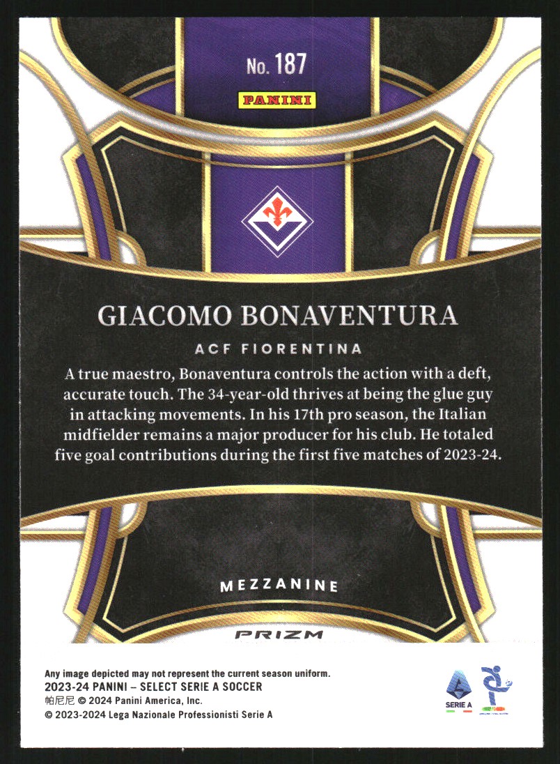 2023-24 Select Serie A Silver #187 Giacomo Bonaventura