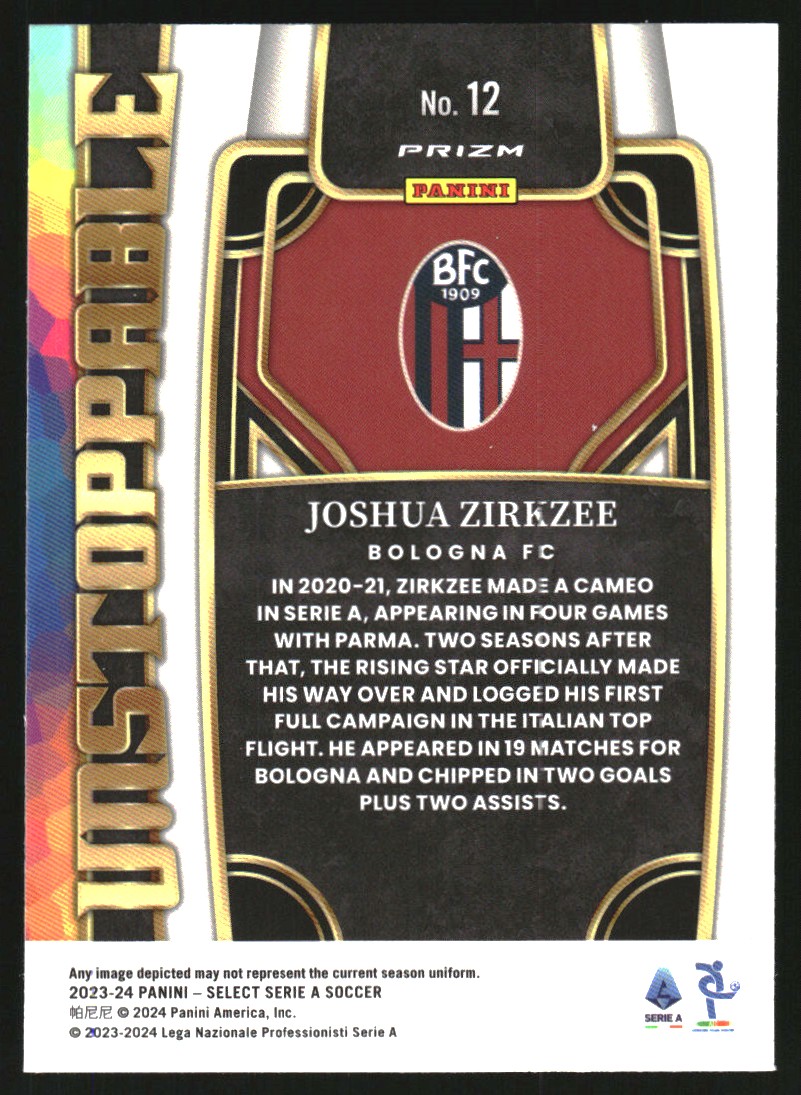 2023-24 Select Serie A Unstoppable #12 Joshua Zirkzee