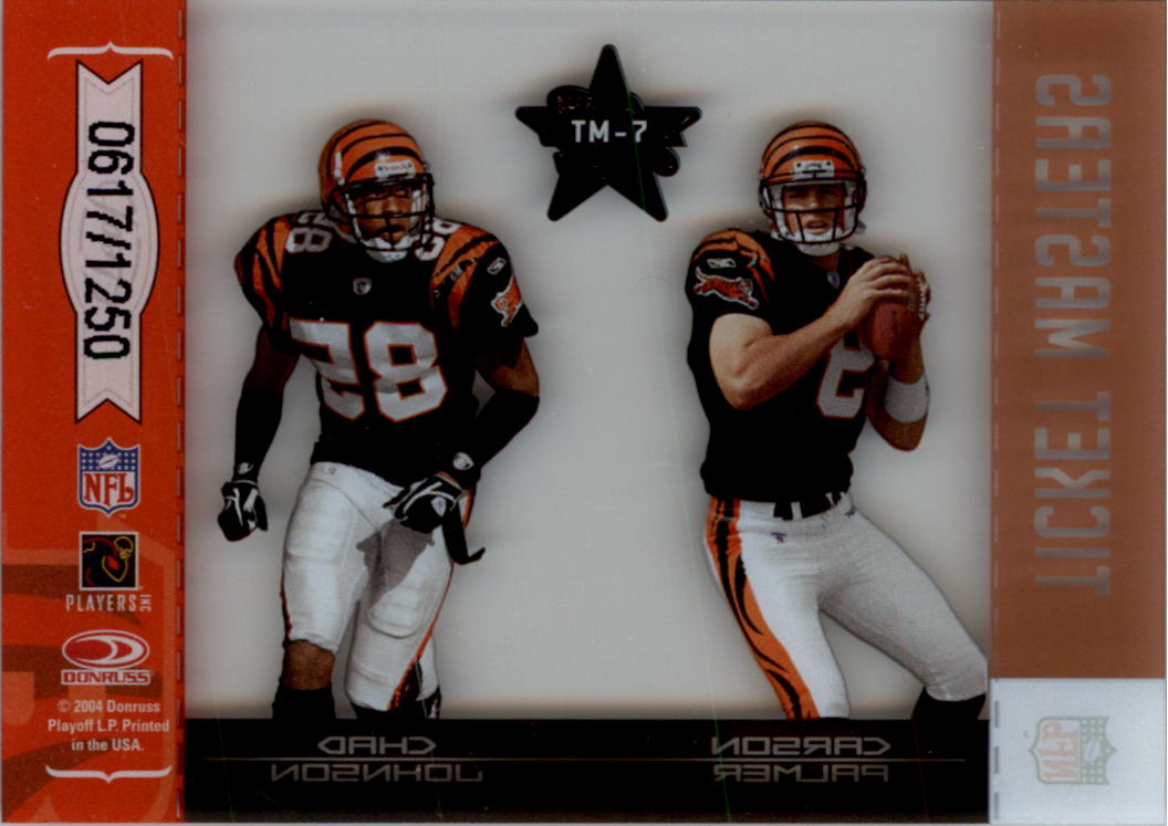 2004 Leaf Rookies and Stars Ticket Masters Bronze #TM7 Carson Palmer/Chad Johnson back image