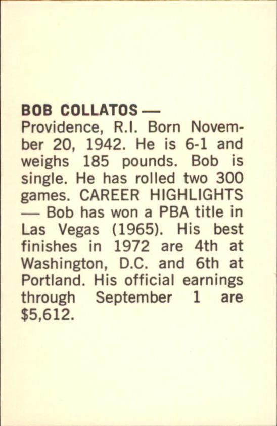 1973 PBA Bowling #6 Bob Collatos back image