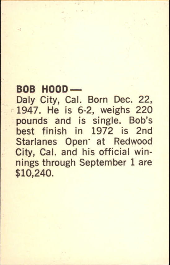 1973 PBA Bowling #17 Bob Hood back image
