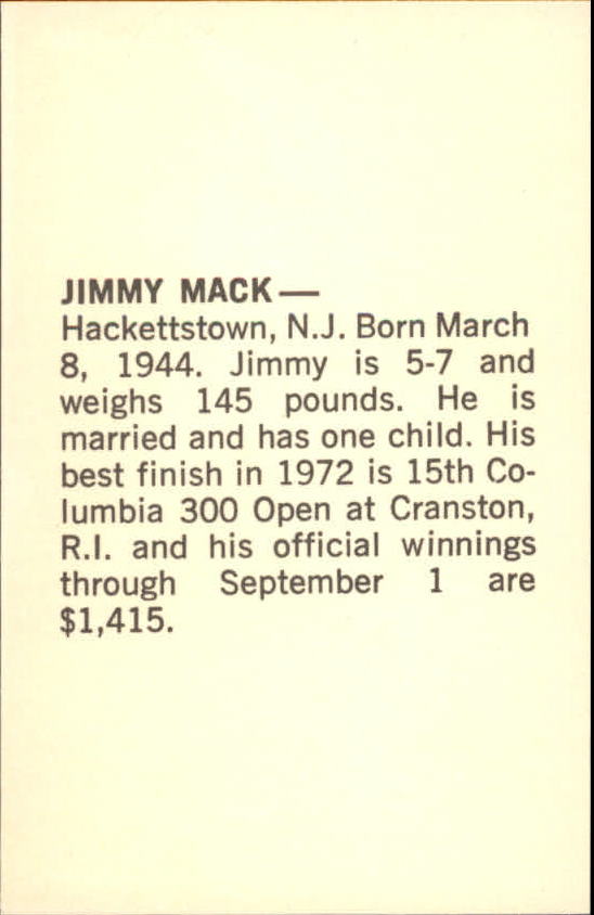 1973 PBA Bowling #21 Jimmy Mack back image