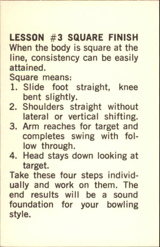 1973 PBA Bowling #42 Lesson #3 Square Finish back image