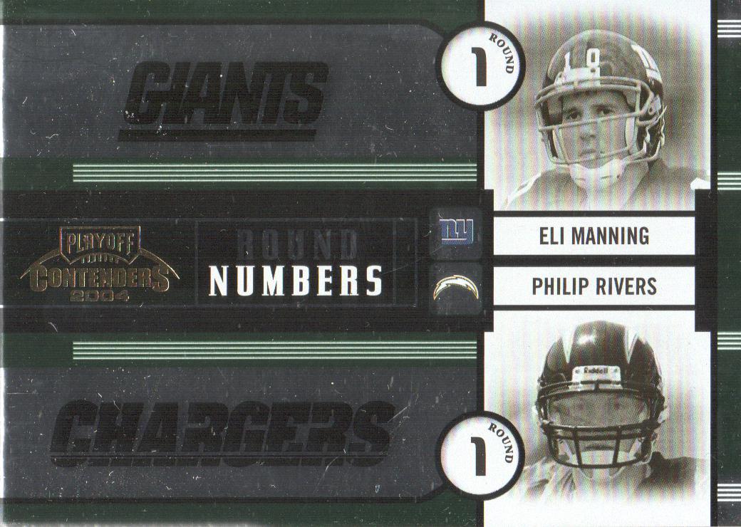 2004 Playoff Contenders Round Numbers Green #RN11 Eli Manning/Philip Rivers/Ben Roethlisberger/J.P. Losman