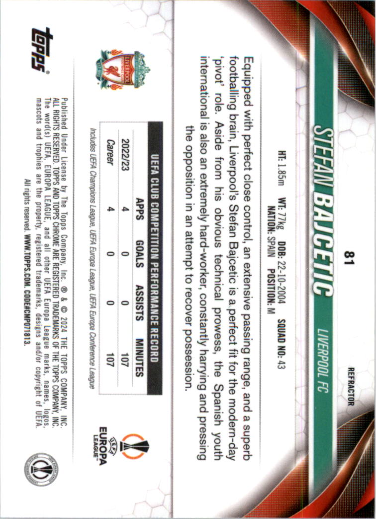 2023-24 Topps Chrome UEFA Club Competitions Refractor Soccer Card Pick (Inserts) - Picture 85 of 231