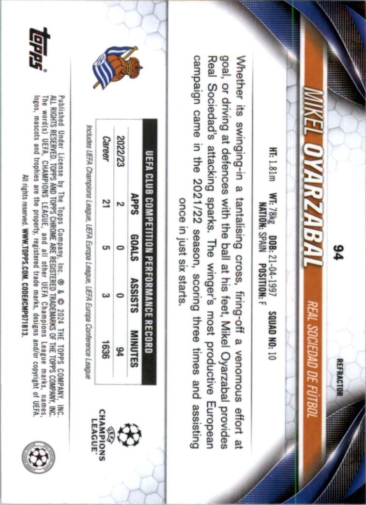 2023-24 Topps Chrome UEFA Club Competitions Refractor Soccer Card Pick (Inserts) - Picture 99 of 231