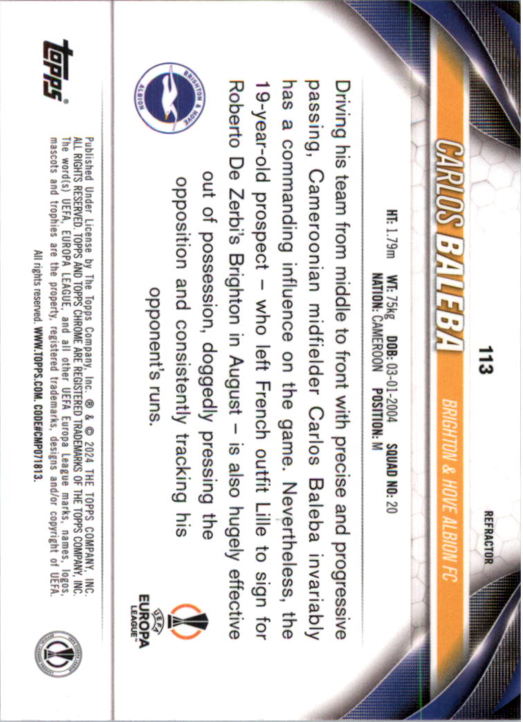 2023-24 Topps Chrome UEFA Club Competitions Refractor Soccer Card Pick (Inserts) - Picture 129 of 231
