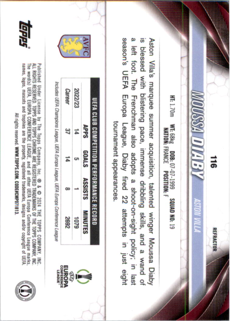 2023-24 Topps Chrome UEFA Club Competitions Refractor Soccer Card Pick (Inserts) - Picture 135 of 231