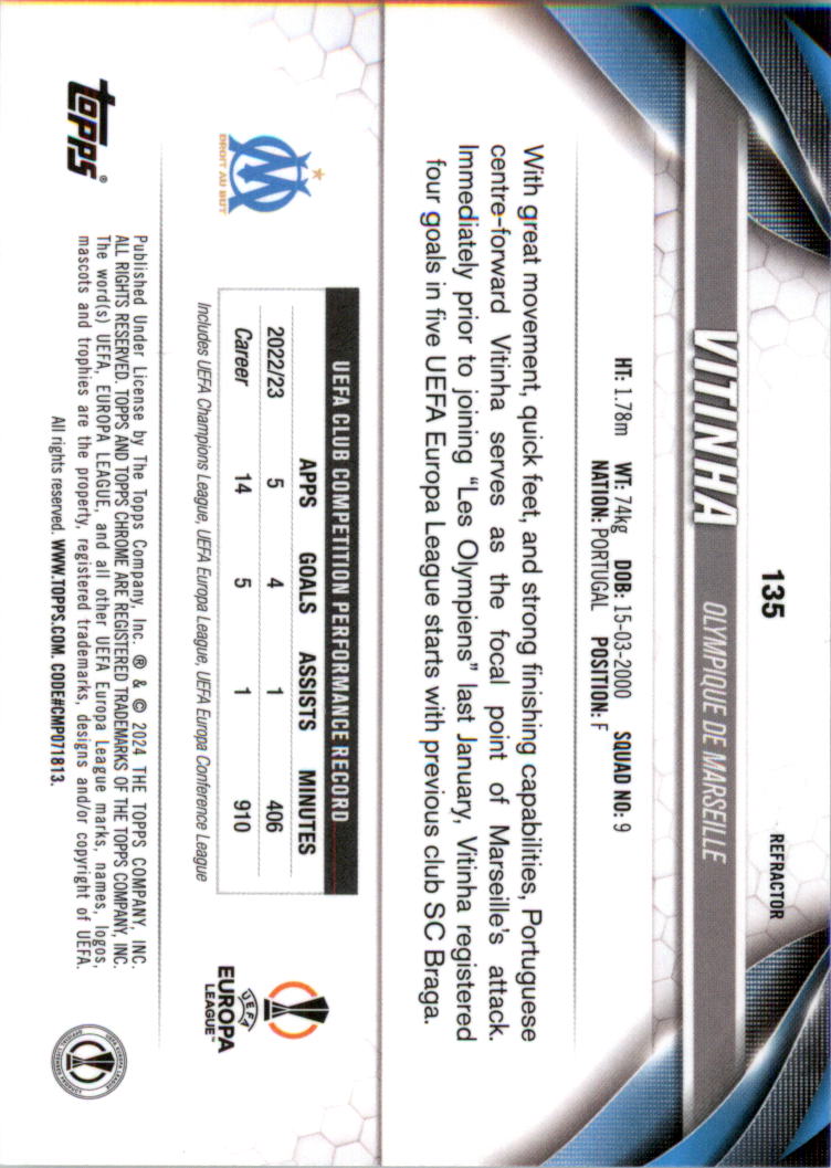 2023-24 Topps Chrome UEFA Club Competitions Refractor Soccer Card Pick (Inserts) - Picture 161 of 231