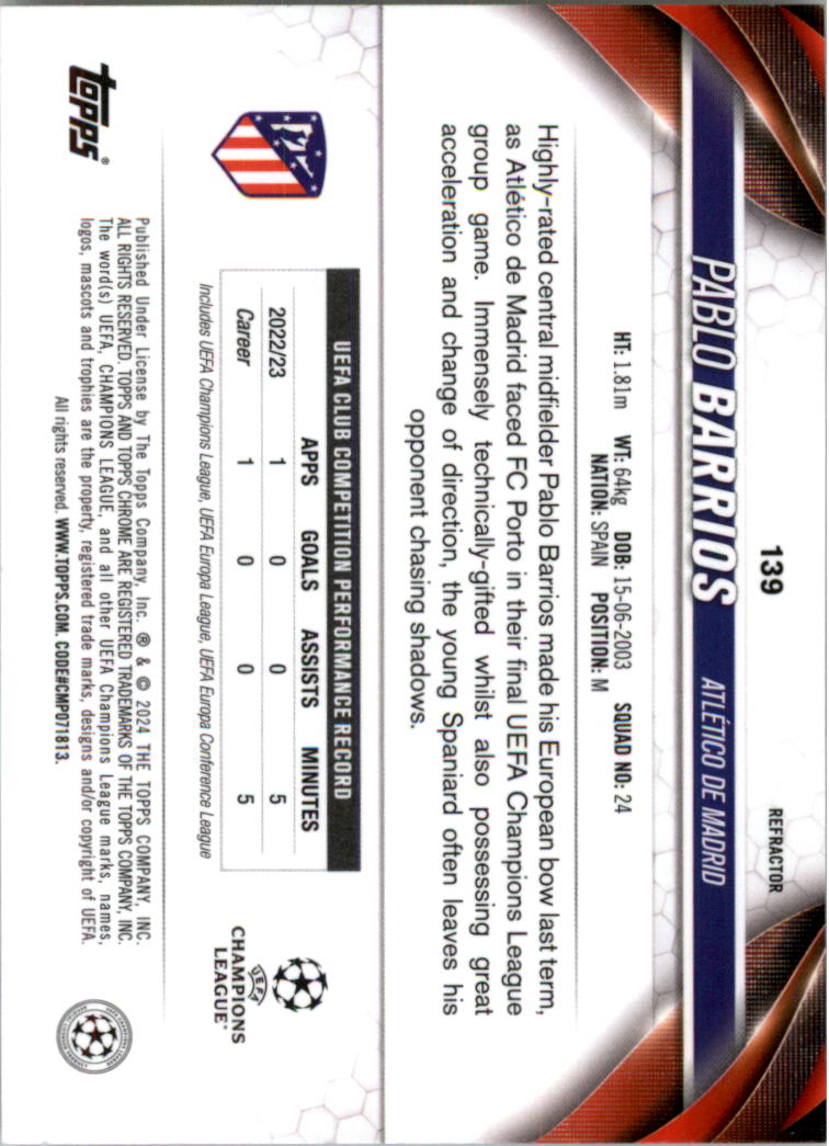 2023-24 Topps Chrome UEFA Club Competitions Refractor Soccer Card Pick (Inserts) - Picture 167 of 231