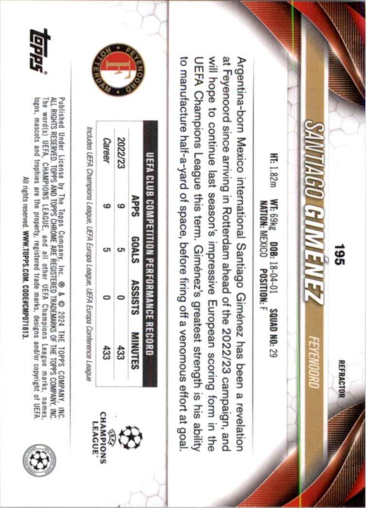 2023-24 Topps Chrome UEFA Club Competitions Refractor Soccer Card Pick (Inserts) - Picture 225 of 231
