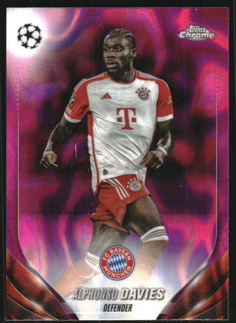 2023-24 Topps Chrome UEFA Club Competitions Pink Lava Refractors #4 Alphonso Davies