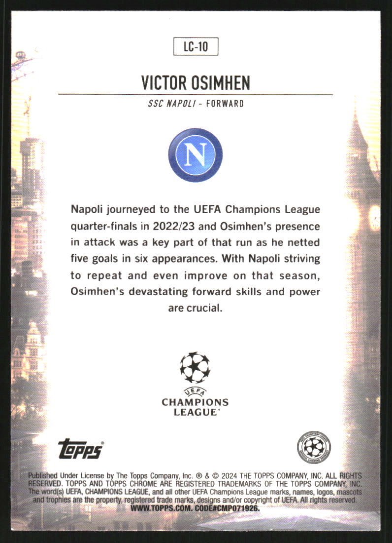 2023-24 Topps Chrome UEFA Club Competitions London Calling Gold Lava Refractors #LC10 Victor Osimhen