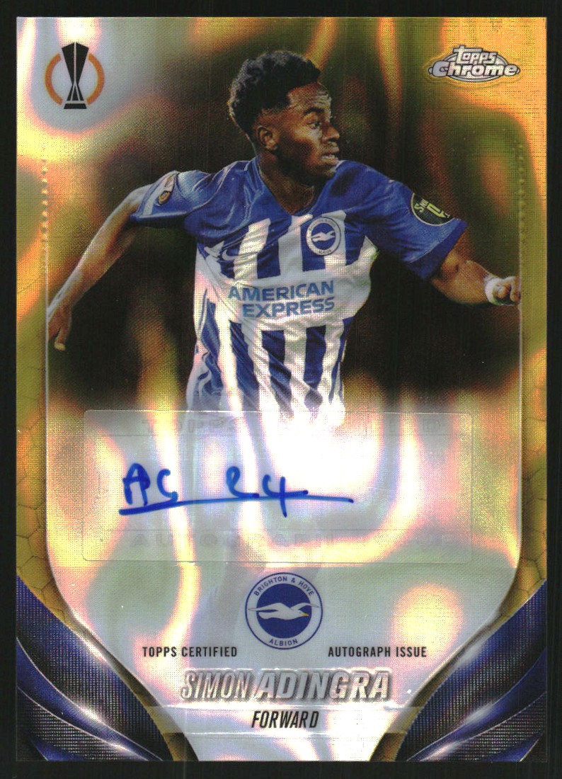 2023-24 Topps Chrome UEFA Club Competitions Chrome Autographs Gold Lava Refractors #CASA Simon Adingra