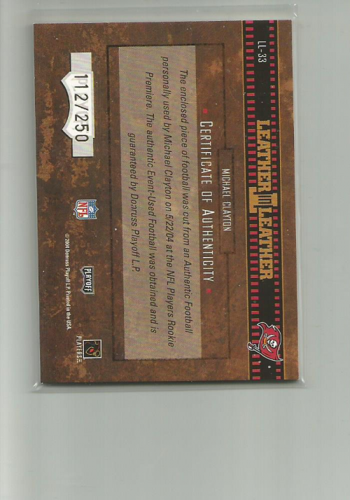2004 Playoff Hogg Heaven Leather in Leather #LL33 Michael Clayton back image