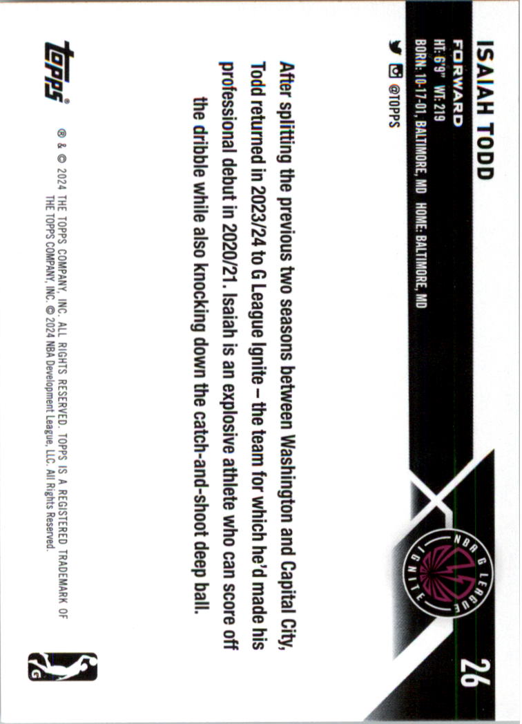 2023-24 Topps G League Basketball Card Pick (Base) - Picture 53 of 201