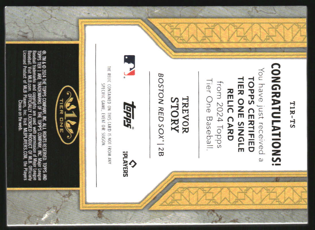 2024 Topps Tier One Relics Purple Foil #T1RTS Trevor Story /149