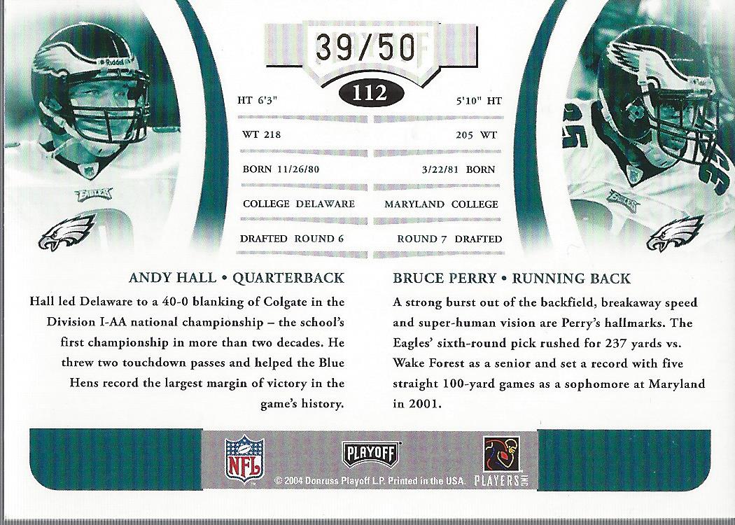 2004 Playoff Prime Signatures Gold Proofs #112 Andy Hall AU/Bruce Perry AU back image