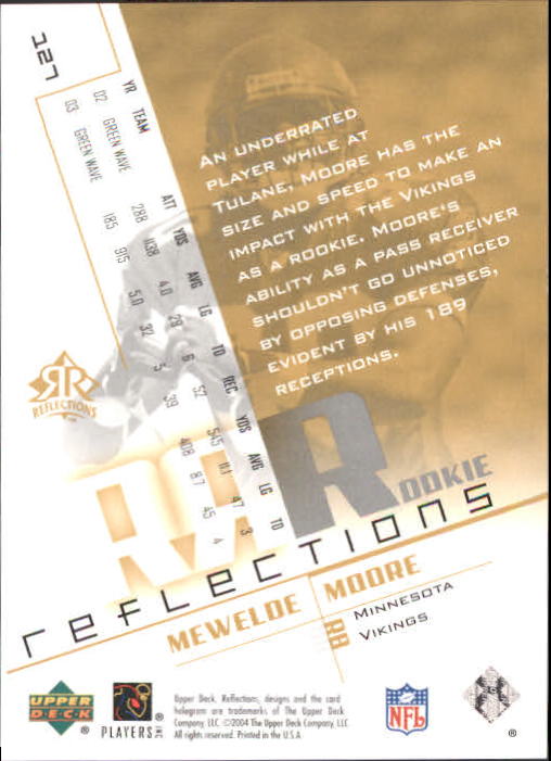 2004 Reflections #127 Mewelde Moore/750 RC back image