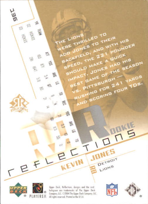 2004 Reflections #136 Kevin Jones/450 RC back image
