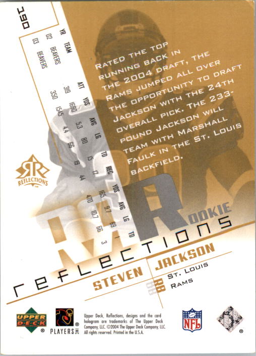 2004 Reflections #190 Steven Jackson/450 RC back image
