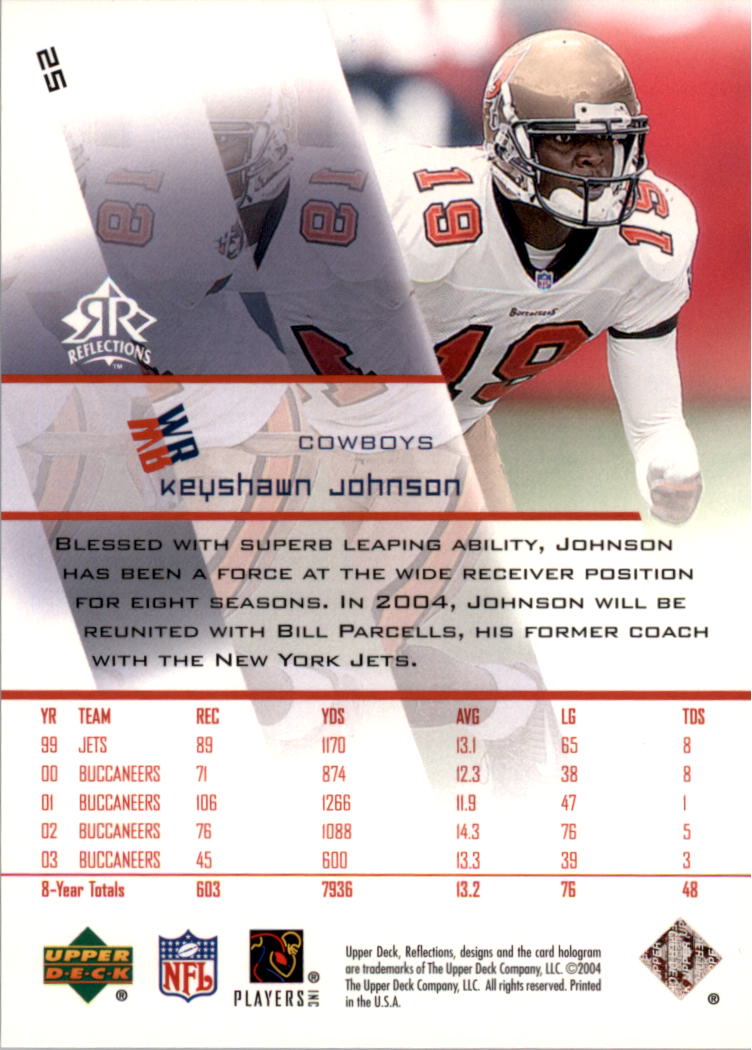 2004 Reflections Red #25 Keyshawn Johnson back image