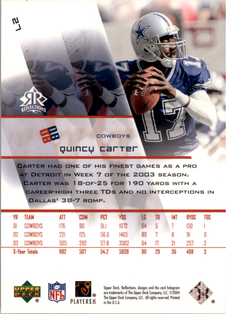 2004 Reflections Red #27 Quincy Carter back image