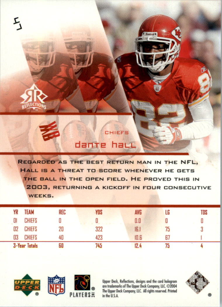 2004 Reflections Red #47 Dante Hall back image