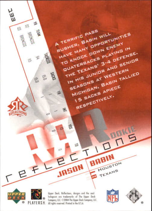 2004 Reflections Red #133 Jason Babin back image