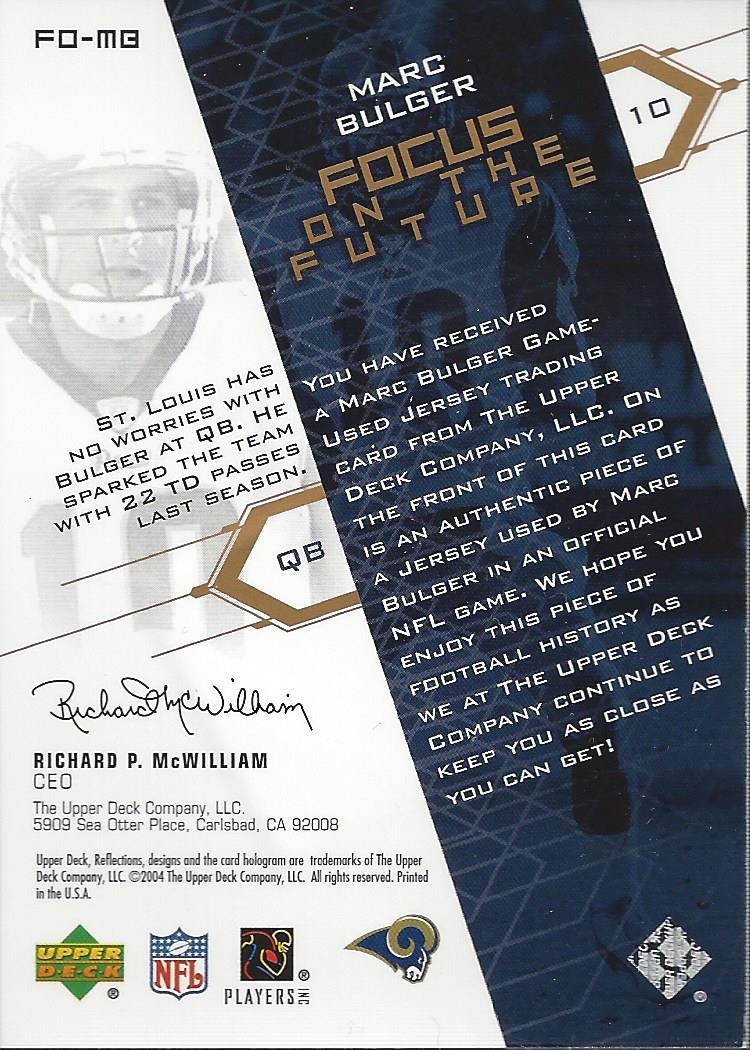 2004 Reflections Focus on the Future Jerseys Gold #FOMB Marc Bulger back image