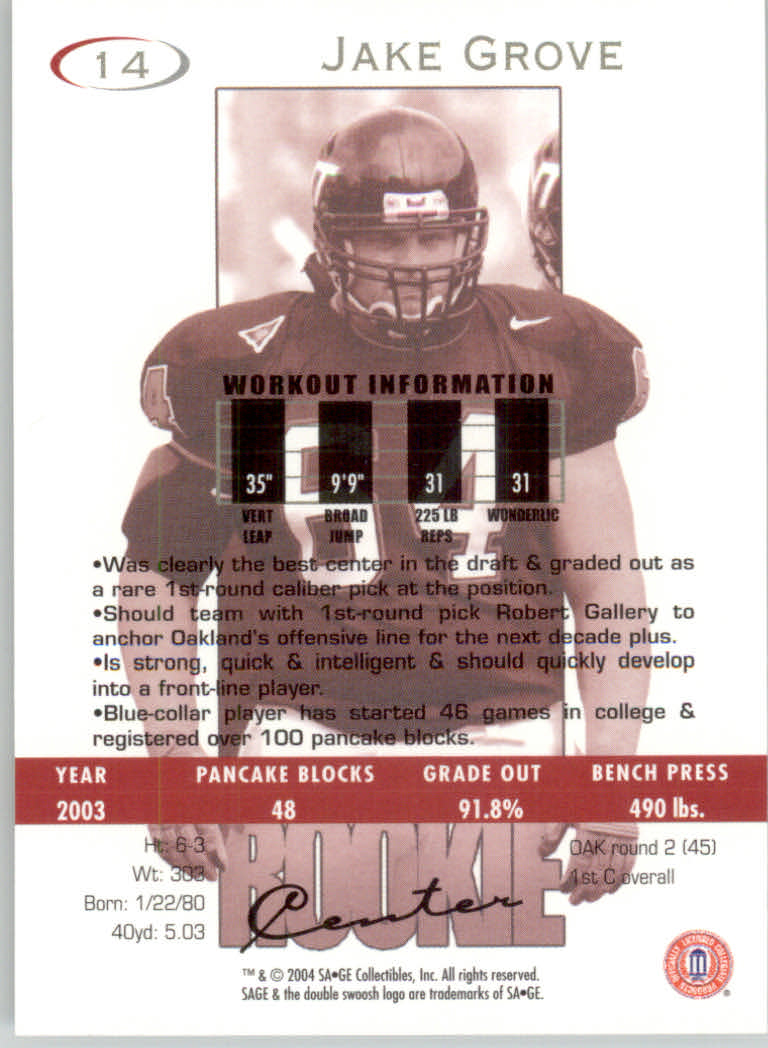 2004 Sage Football "Main Set" Base Cards - Picture 29 of 93
