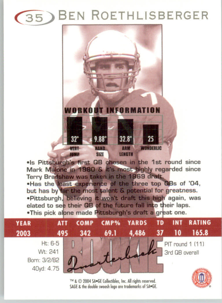 2004 Sage Football "Main Set" Base Cards - Picture 71 of 93