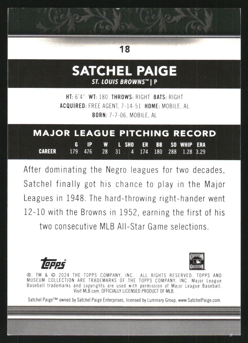 2024 Topps Museum Collection #18 Satchel Paige