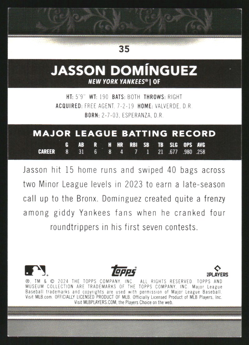2024 Topps Museum Collection Copper #35 Jasson Dominguez