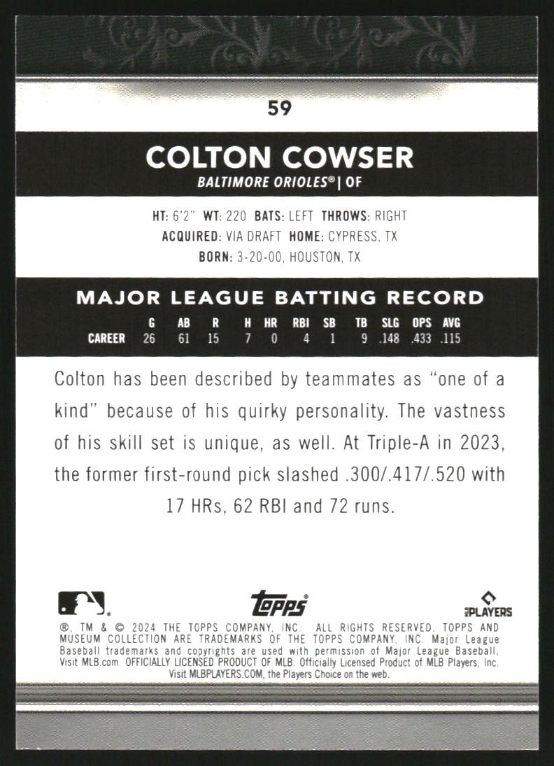 2024 Topps Museum Collection Copper #59 Colton Cowser