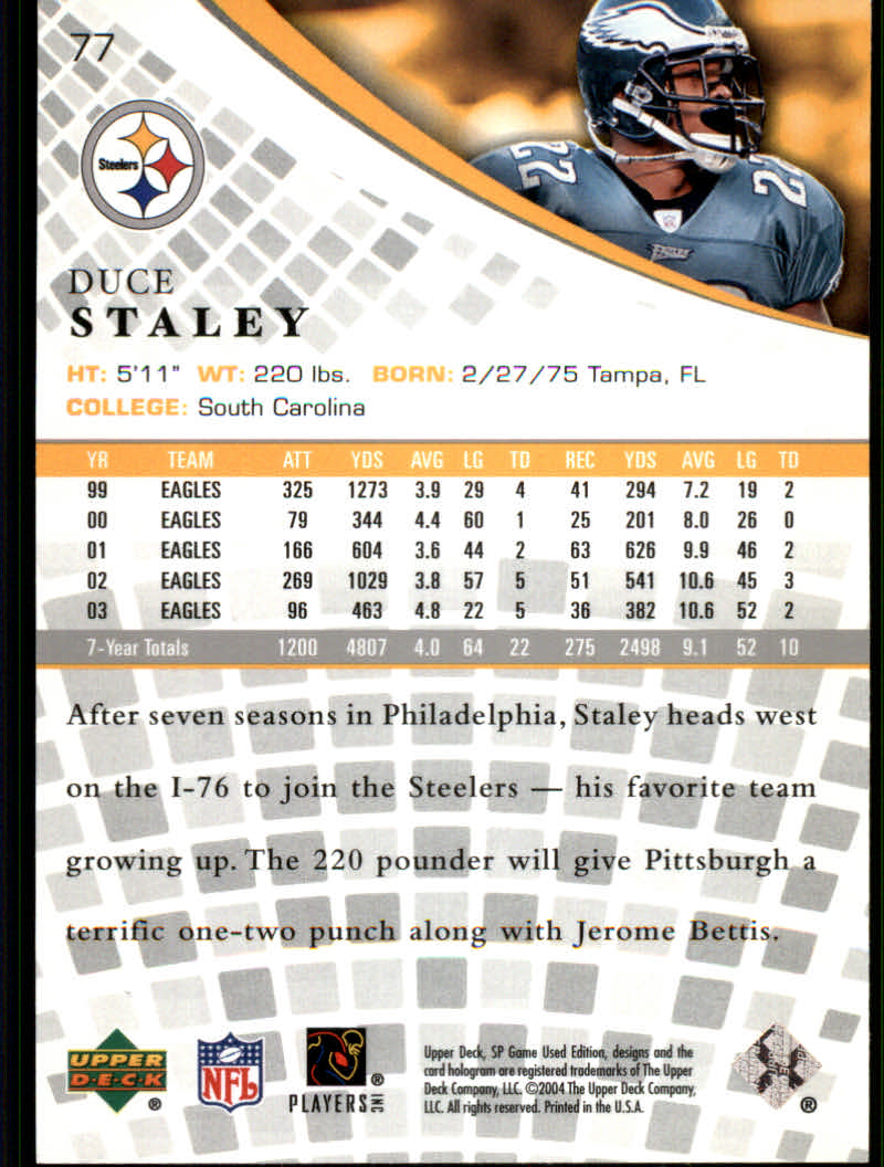 2004 SP Game Used Edition (Upper Deck) Football "Main Set" Cards - Bild 47 von 85