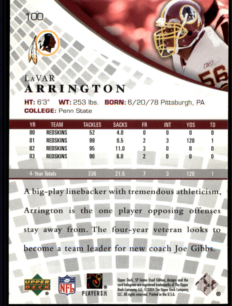 2004 SP Game Used Edition (Upper Deck) Football "Main Set" Cards - Bild 79 von 85