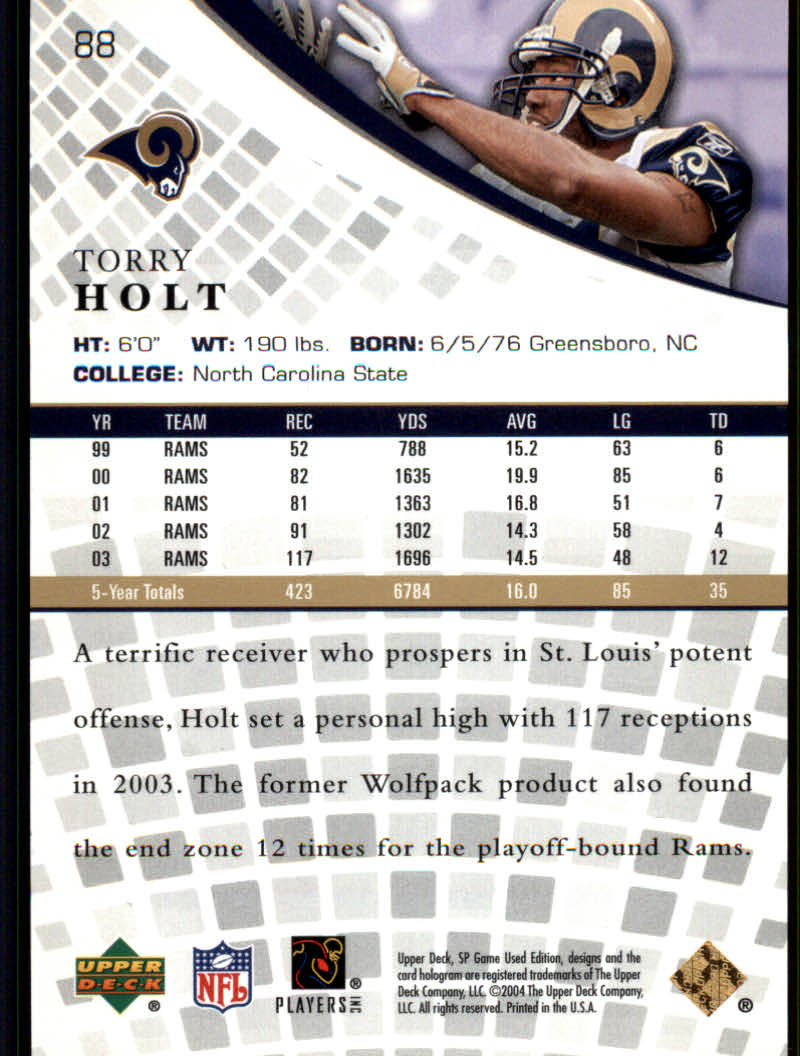 2004 SP Game Used Edition (Upper Deck) Football "Gold" Parallel Cards - Picture 5 of 9