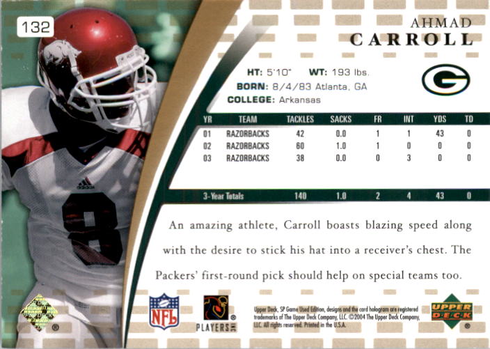 2004 SP Game Used Edition Gold #132 Ahmad Carroll back image
