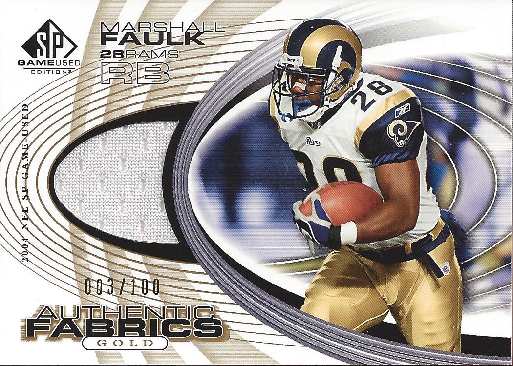 2004 SP Game Used Edition Authentic Fabric Gold #AFMF Marshall Faulk