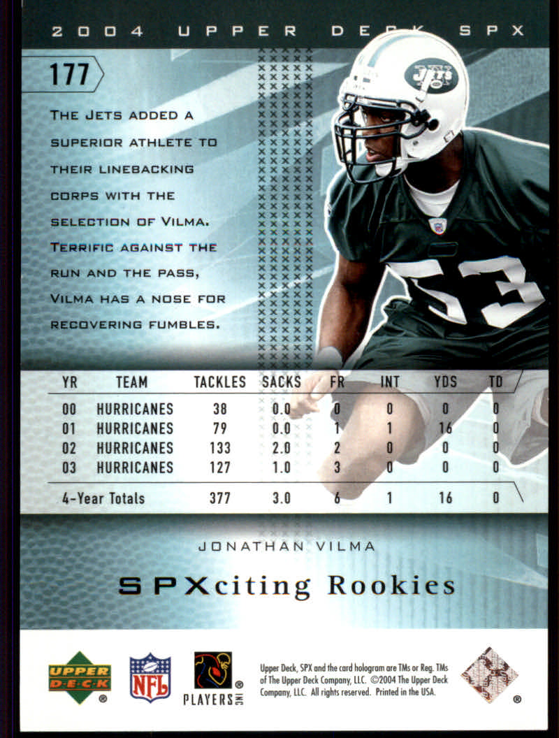 2004 SPx (Upper Deck) Football "Main Set" Cards #1 to #179 - Picture 274 of 276