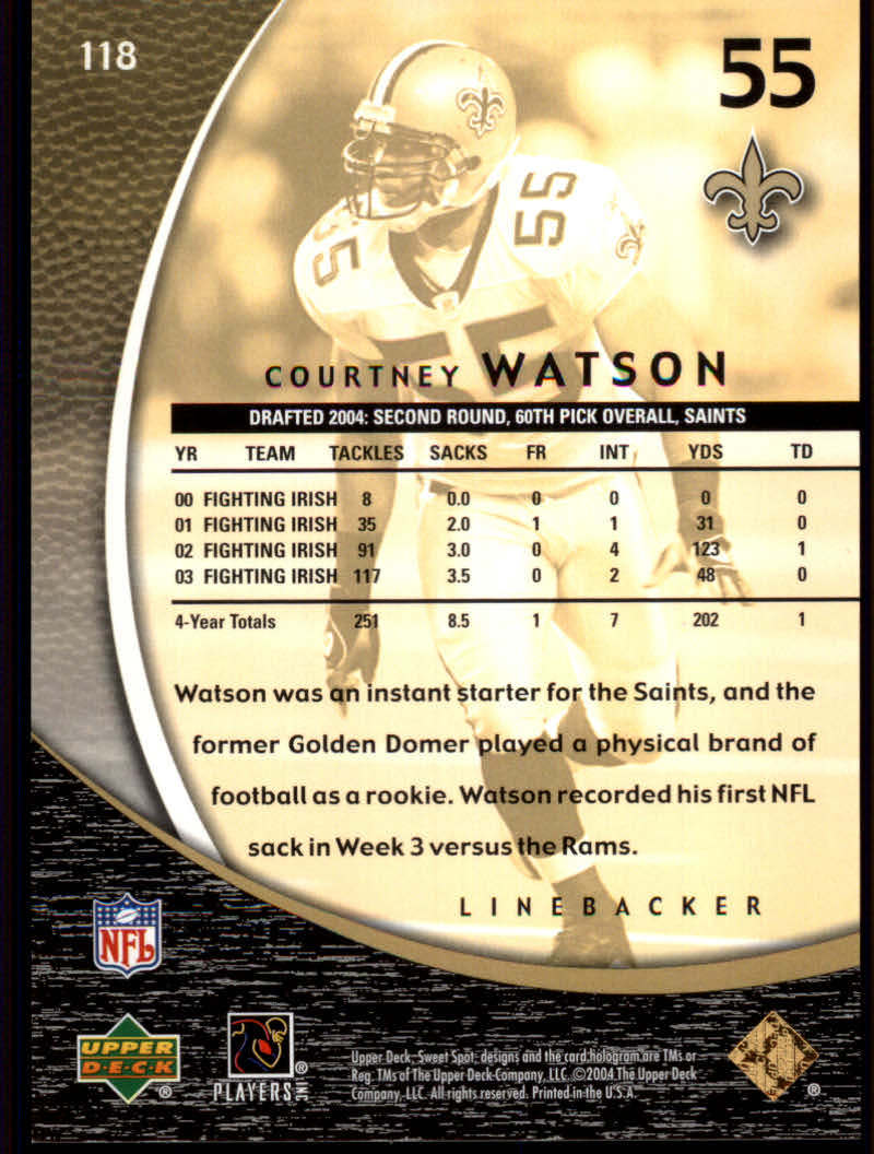 2004 Sweet Spot (Upper Deck) Football "Gold and Silver" Parallel Cards - Picture 7 of 25