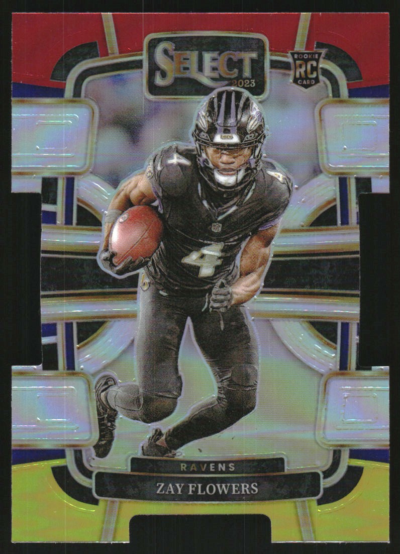 2023 Select Prizm Red and Yellow Die Cut #8 Zay Flowers on