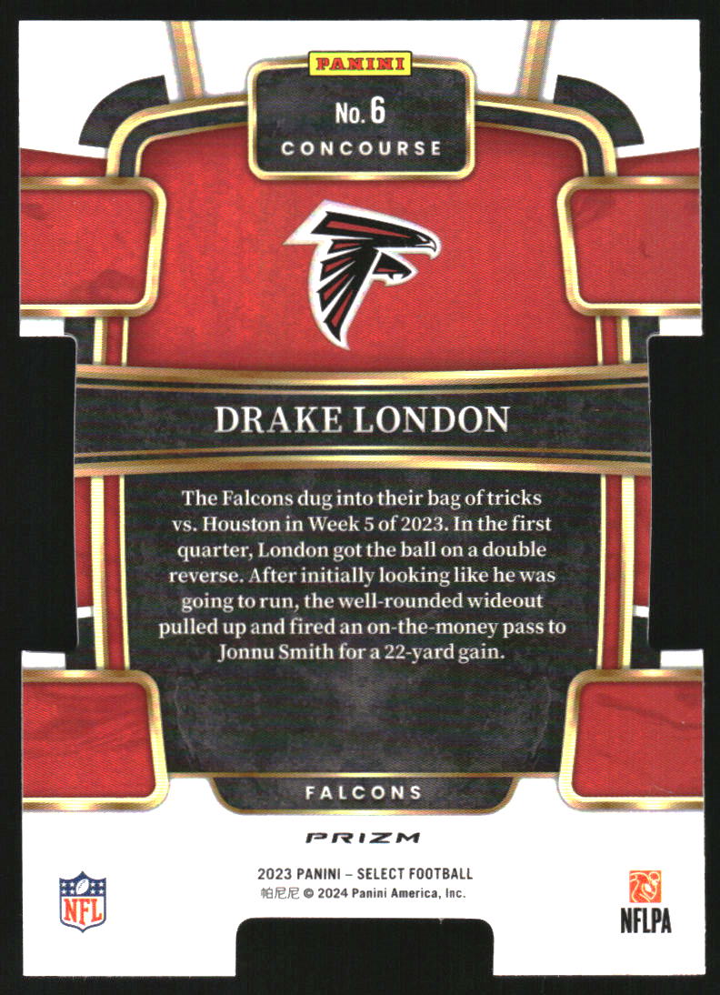 2023 Select Prizm Black and Red Die Cut #6 Drake London