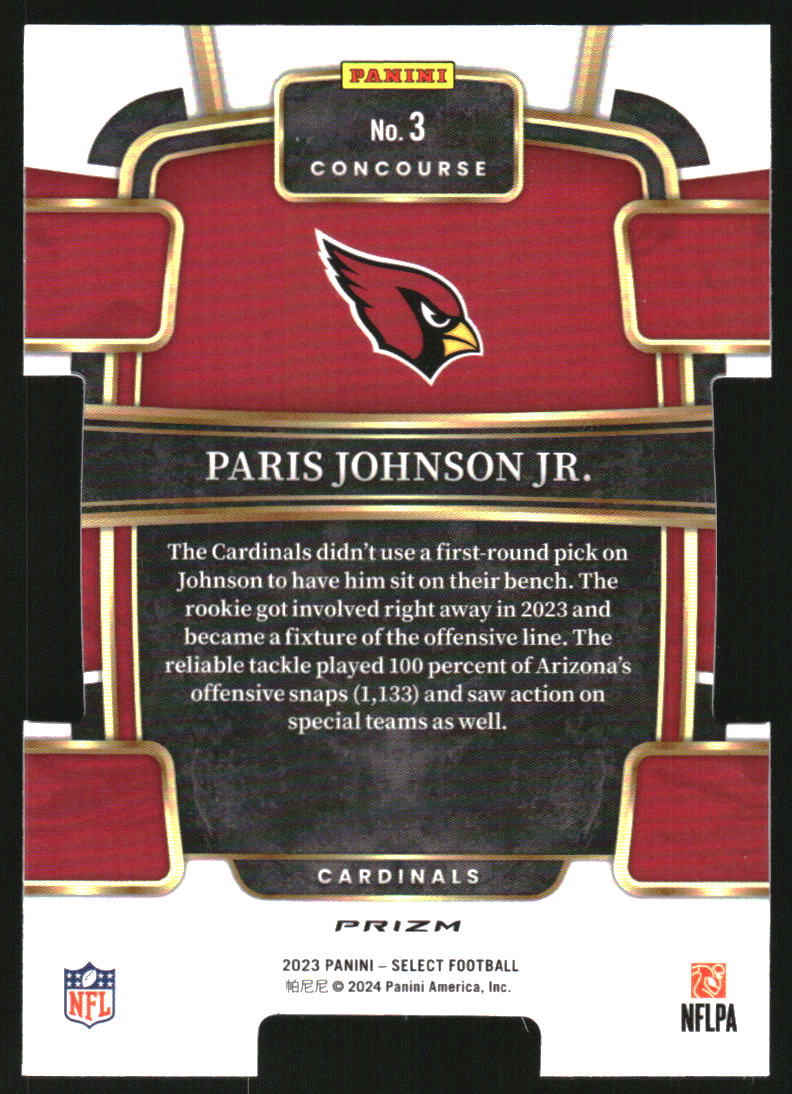 2023 Select Prizm Black and Green Die Cut #3 Paris Johnson Jr.