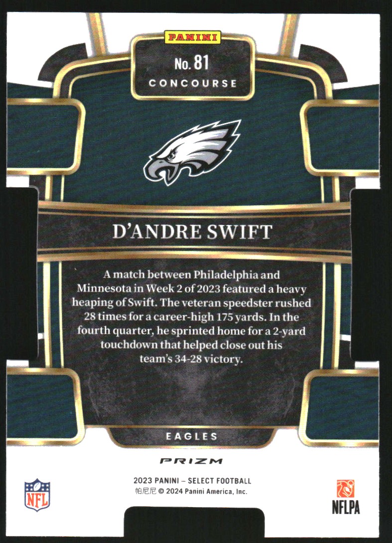 2023 Select Prizm Black and Green Die Cut #81 D'Andre Swift