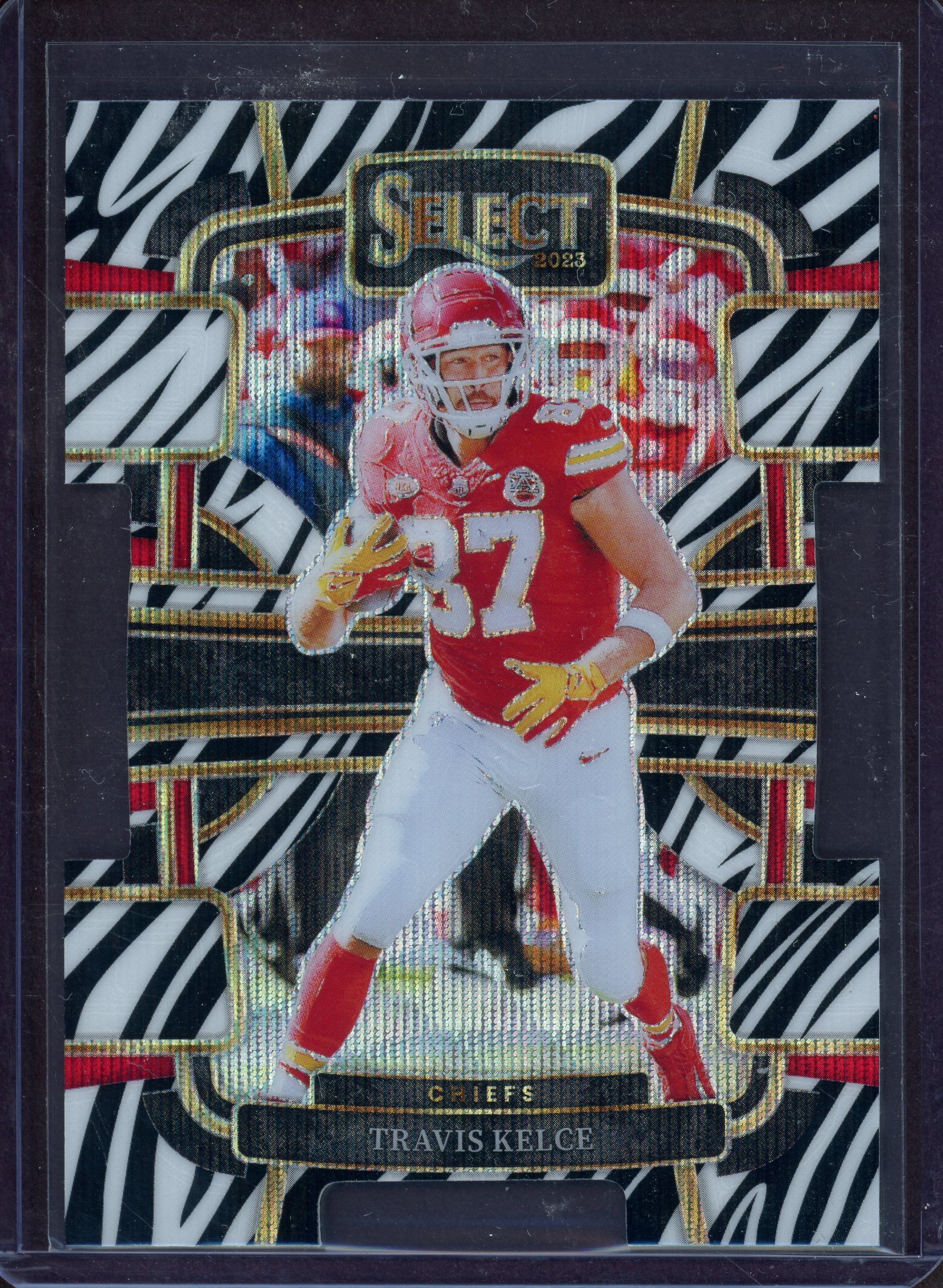 TRAVIS KELCE ~ 2023 Panini Select Football Zebra Die Cut SSP #50