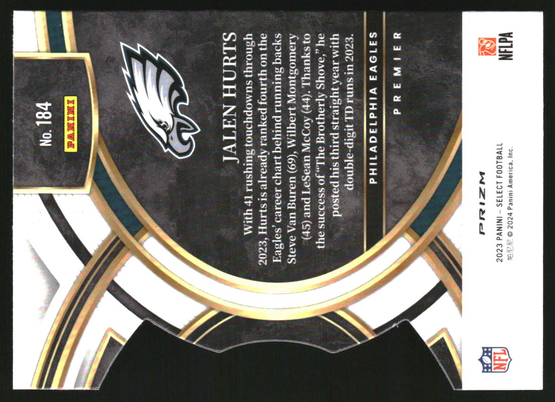 2023 Select Prizm Green and Yellow Die Cut #184 Jalen Hurts